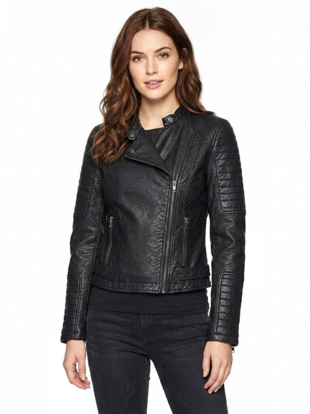 Cupcakes and Cashmere Motorcycle Jacket, Black, Faux leather, Womens Size Small